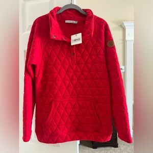 Michelle Mae Quilted Button Snap Pullover - Red